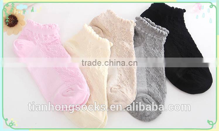 South Korea hot selling spring short tube sweet pure color mesh cotton socks for girls