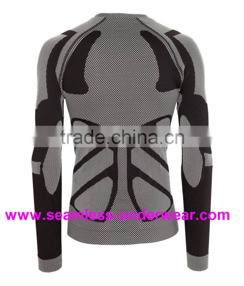 Polypropylene + Nylon + Spandex Cycling Base Layer, Men's Seamless Compression Base Layer for Skiing, Jogging & Training