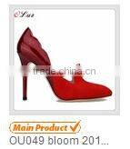 O6 Wholesale fashion winter ladies knee high long boots calf skin and fine elastic leather ladies boots