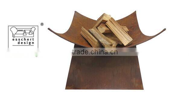 Rustic fire pit / garden fireplace / square fire bowl with base