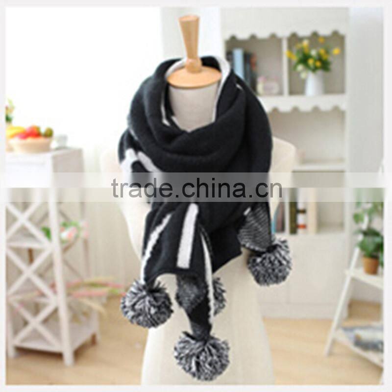 100% acrylic chunky women scarf double knitted scarf