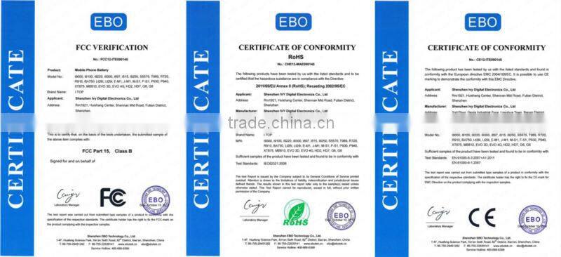 Best Quality gb t18287-2000 High Capacity 1750mAh mobile phone battery for Samsung i997 , China Factory Price