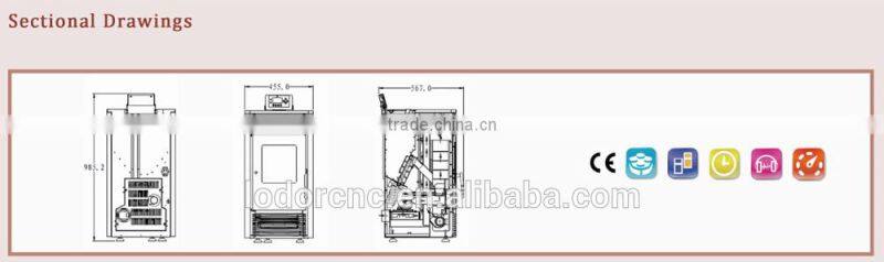 985.2*455*567 mm small apartment pellet fireplace
