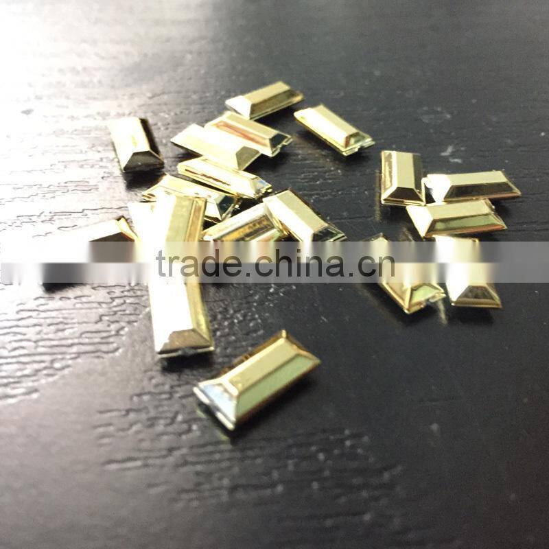 5*10mm baquette gold metalic flat back acrylic jewels rhinestones DIY fashion decoration, craft fitting garment