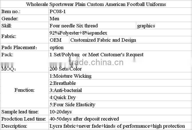 Wholesale Sportswear Plain Custom American Football Uniforms