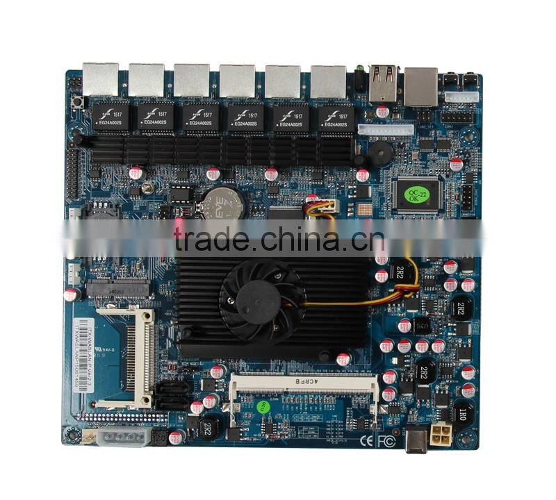 Intel D525 cheap industrial network security firewall pc motherboard with 6 Giga Lan