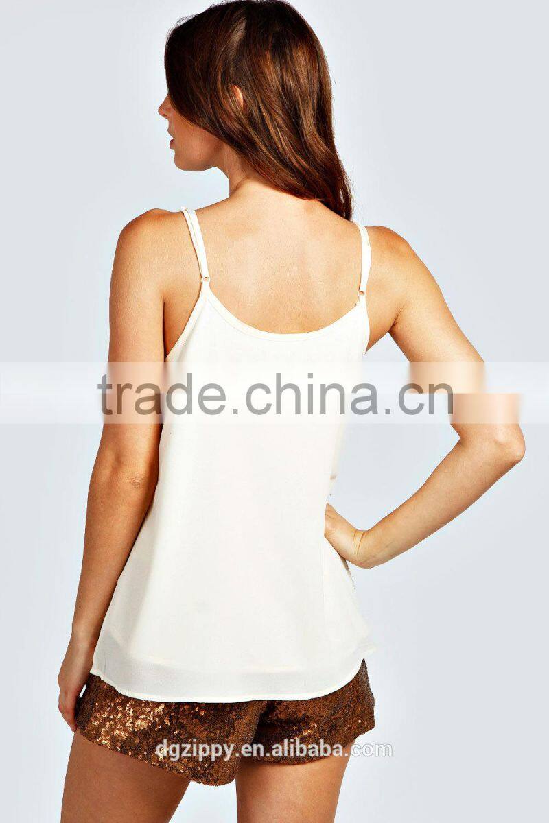 Chinese clothing manufacturers tank top/beaded embellished crop top/fashion sleeveless woman apparel lady top