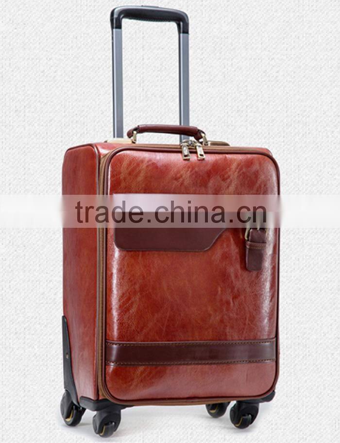 2015 hot selling PU travel luggage spinner trolley luggage bag with removable wheels