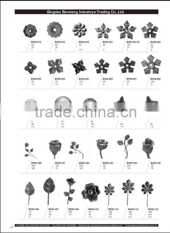 ornamental wrought iron casted iron flowers and leaves used on fence,stairing,gate