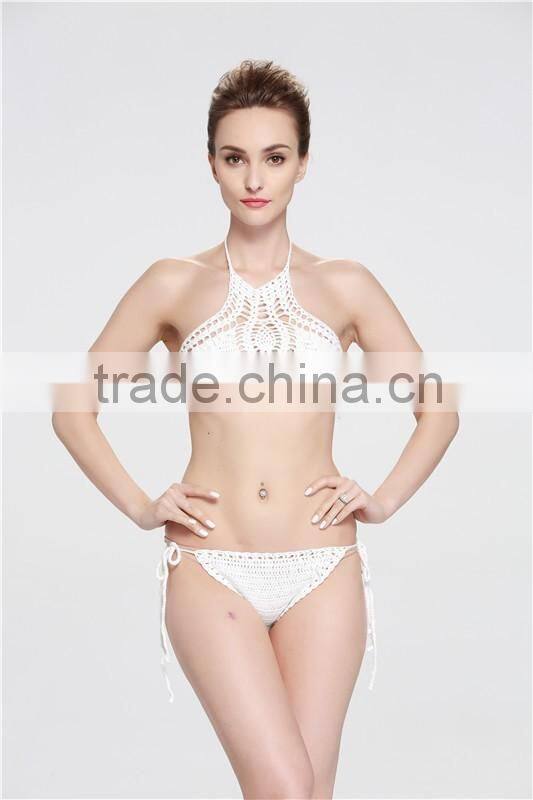 Hot sale good quality handmade crochet braided bikini swimwear for young gril