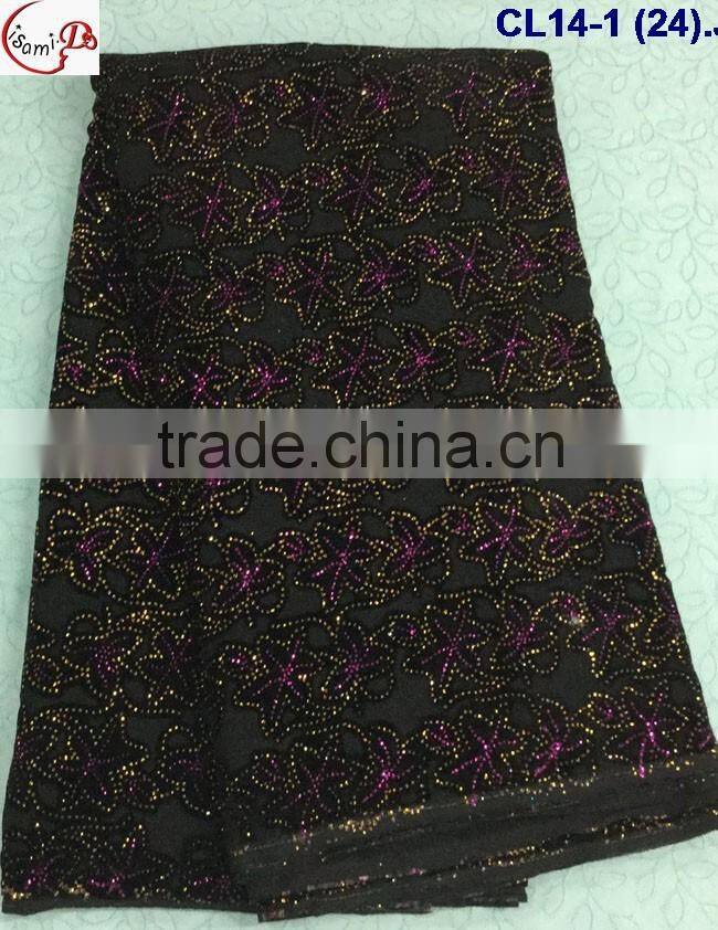 CL14-1 (26) New arrival and high quality African Velvet lace fabric with sequins for dress and clothes