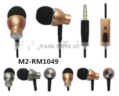 ISO9001 china supplier new premium god metal earbuds with mic handsfree earphone use for mobile phone