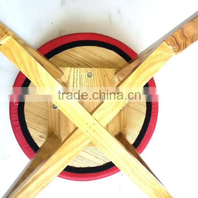 TDUK-03-2 QVB JIANDE TONGDA RED COLOR ASH WOOD FRAME NATURE PATING PU ROUND SEAT STOOL WOODEN STOOL
