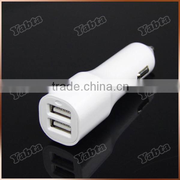 Mobile Phone Car Battery Charger White 5V Double USB Charger 2A