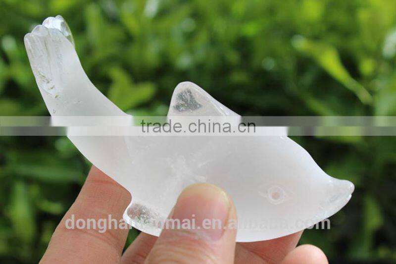 Wholesale cute crystal dolphin as decotive/rock pure crystal dolphin for wholesale