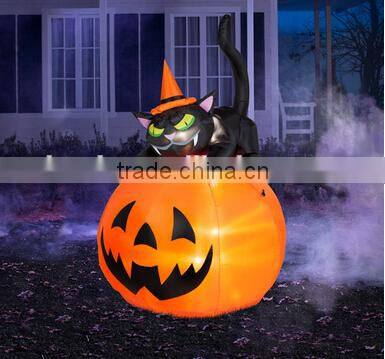 Halloween Decoration Inflatable Black Cat with Pumpkin