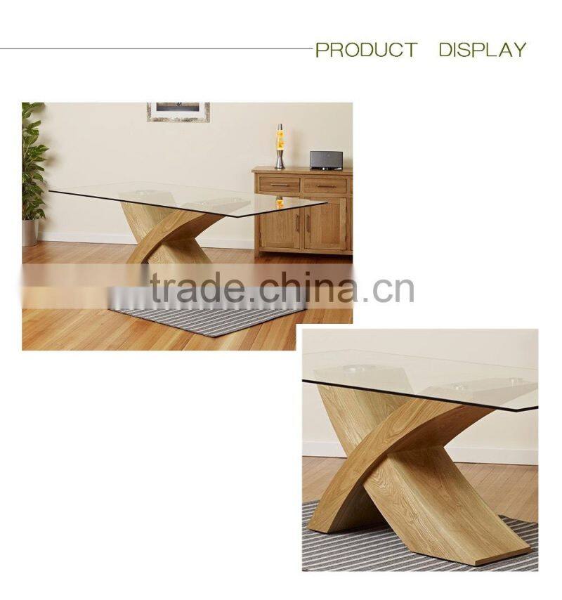 Glass top paper finish legs dining table for sale