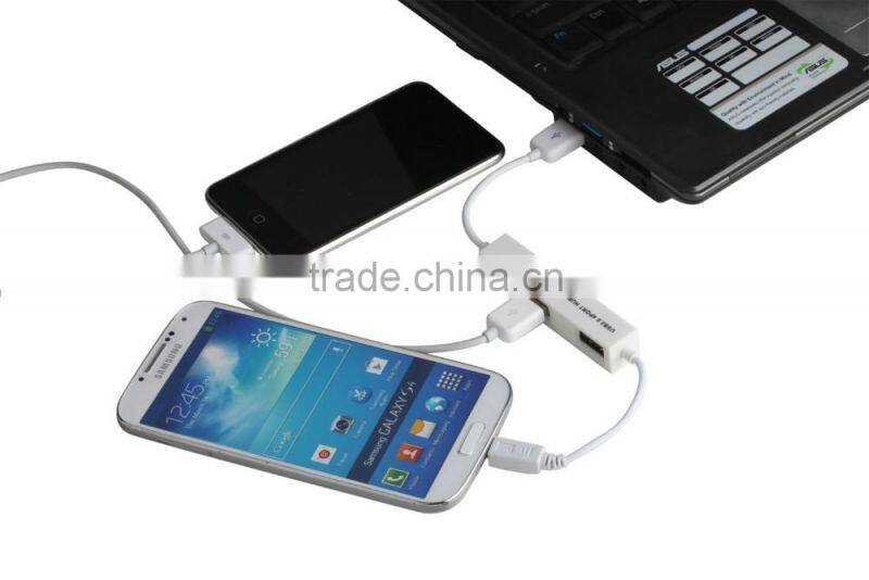 Portable 4 port usb hub, 1 USB OTG for iphone and low-cost high-speed plastic casing 3 port usb hub 2.0