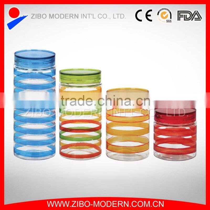 Colorful Glass Food Container Set 4 Custom Cookie Jar Decorative Airtight Glass Jar
