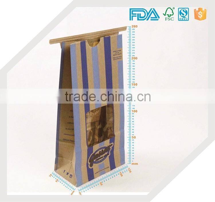 FDA food grade paper bag natural tin tie kraft paper bag with window