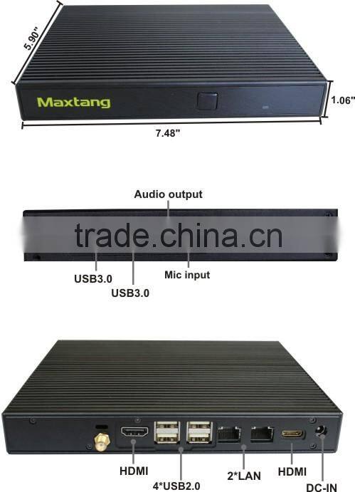 Industrial fanless mini computer with broadwell cpu