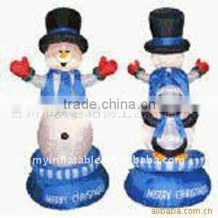 Inflatable snowman family