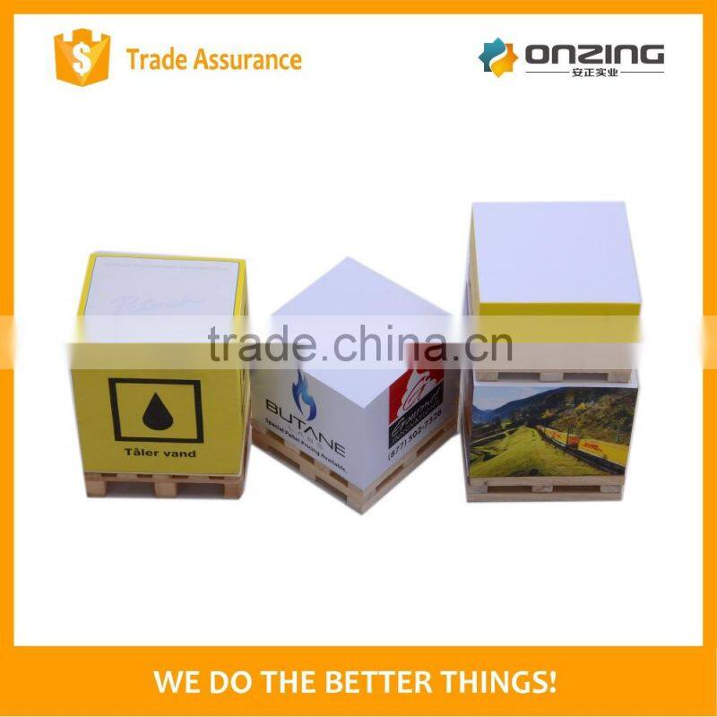 Wooden pallet print memo cube paper pad note block for business