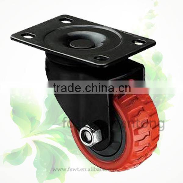 Red PVC Hardware Wheel 100mm Top Plate Swivel Industrial Casters
