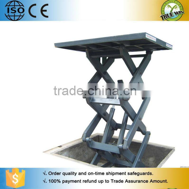 Fixed guide rail cargo hydraulic chain freight elevator