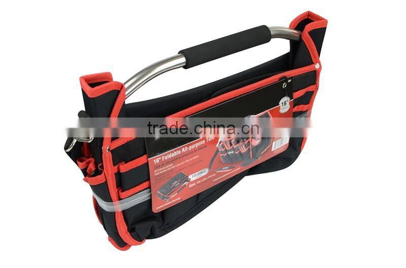 16" 600D polyester steel handle waterproof Folding tool bag OEM ODM