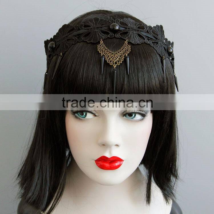 MYLOVE women rivet hair accessory black lace headband