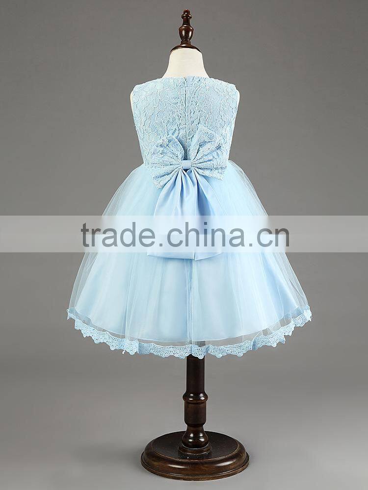 Embroidery High Quality Flower Girl Dress Ball Gown Scoop Bow Back Lace Flower Girl Dresses Kids Girl Party Wear