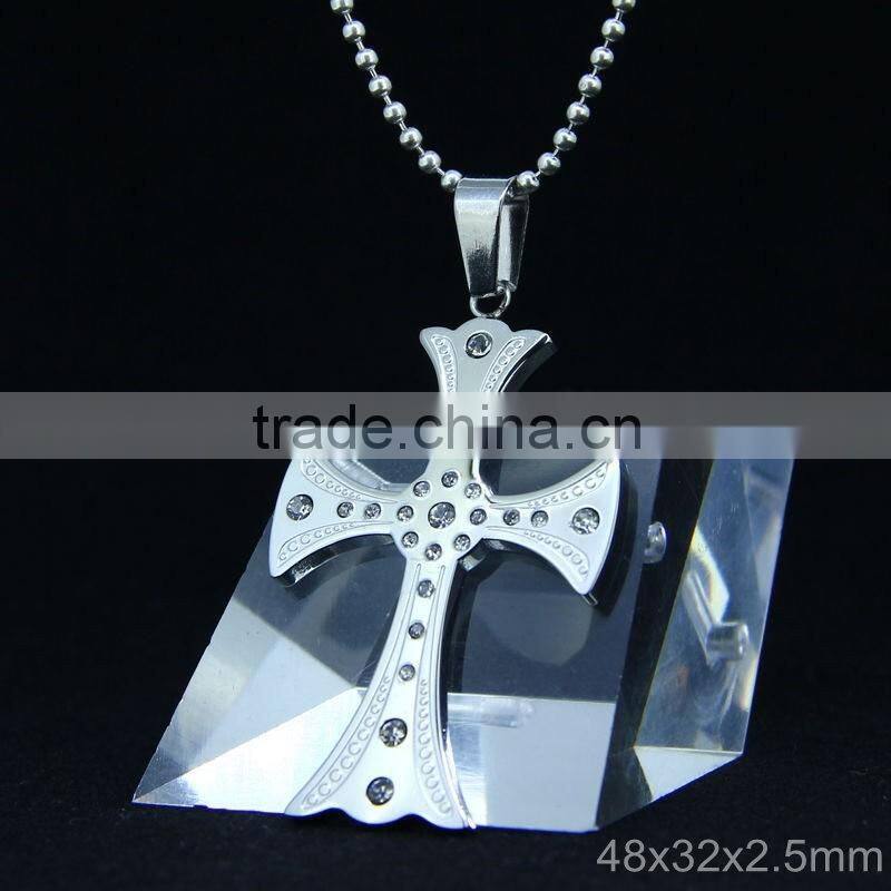 Natural gemstone stainless steel pendant, seven stone cross pendant colorful