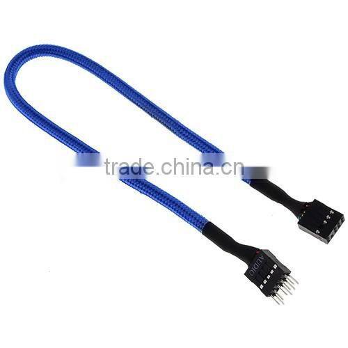 9 Pin Audio Extension Cable 45cm - Sleeved Blue / Black