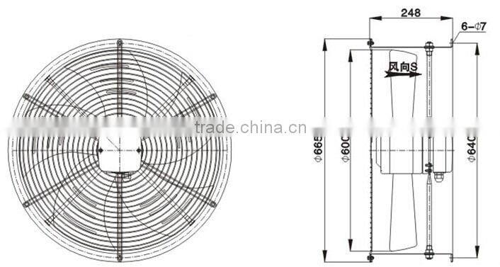 High quality cast iron blade paint booth fan