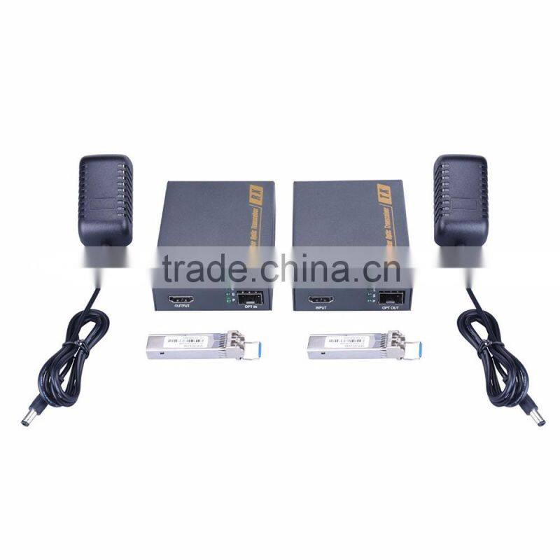 uncompressed fiber optic extender 1080p 60hz HDMI media converter 10km over single mode