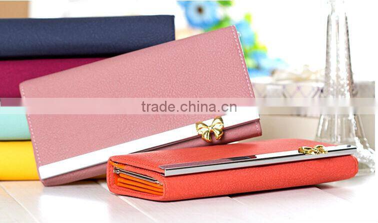 Fashion Women's Long Design Wallet PU Leather Cute Bowknot Wallet Ladies Purse