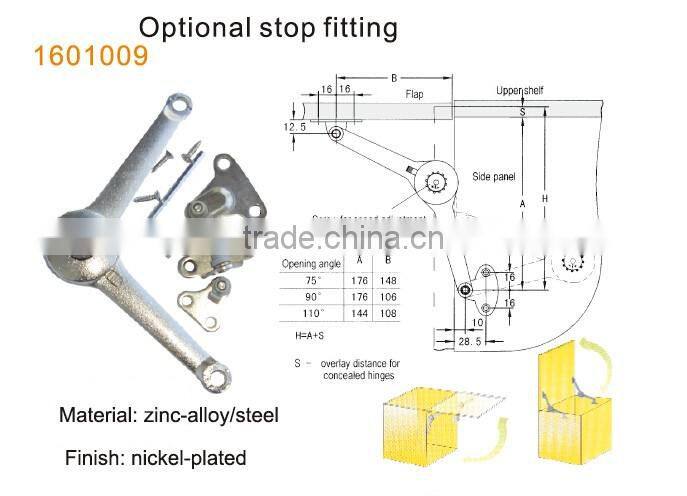 optional stop fittings for cabinet door