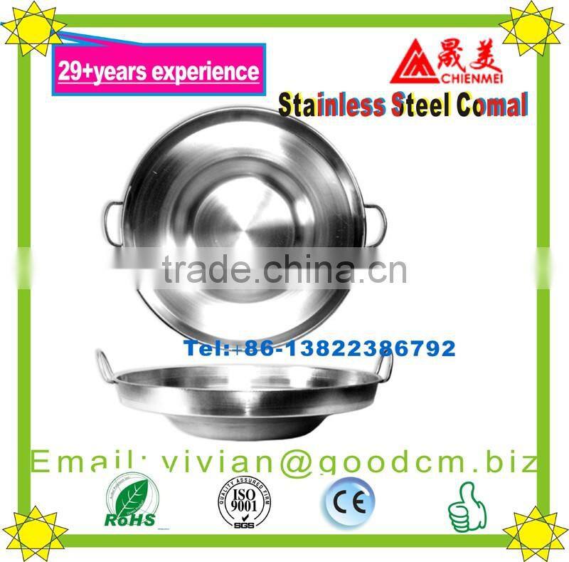 Comal Bola Stainless Steel Fryer, Concave Comal Bola Griddle Taco,22-Inch