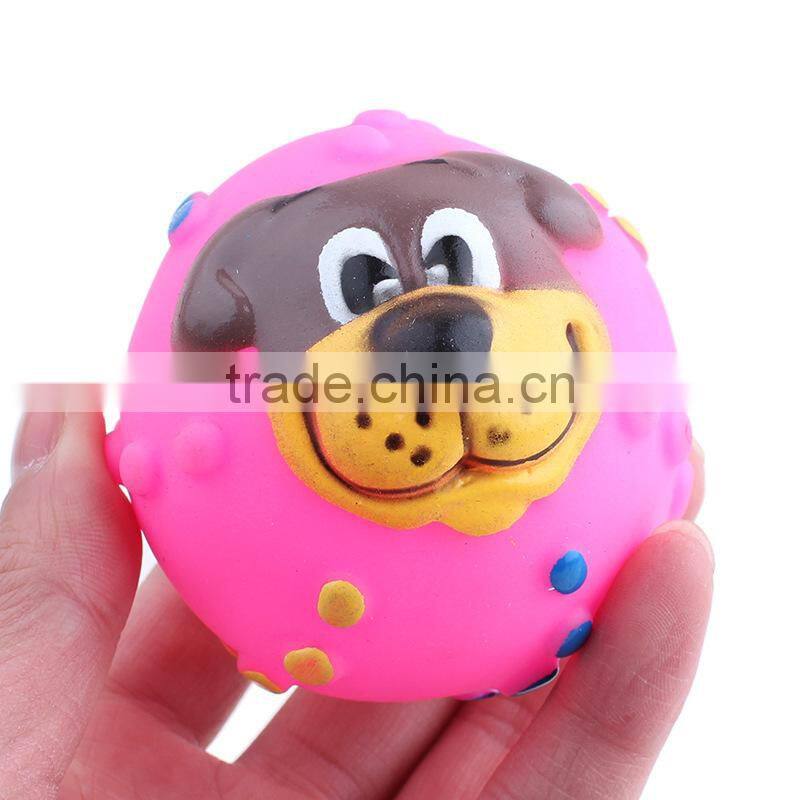 Evade glue pet toys ball with dog face on ball size 7 cm