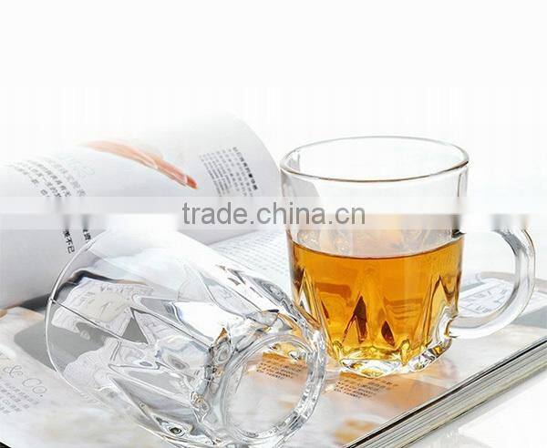 New Style heat-resistant borosilicate glass tea cup set with handle 450ML