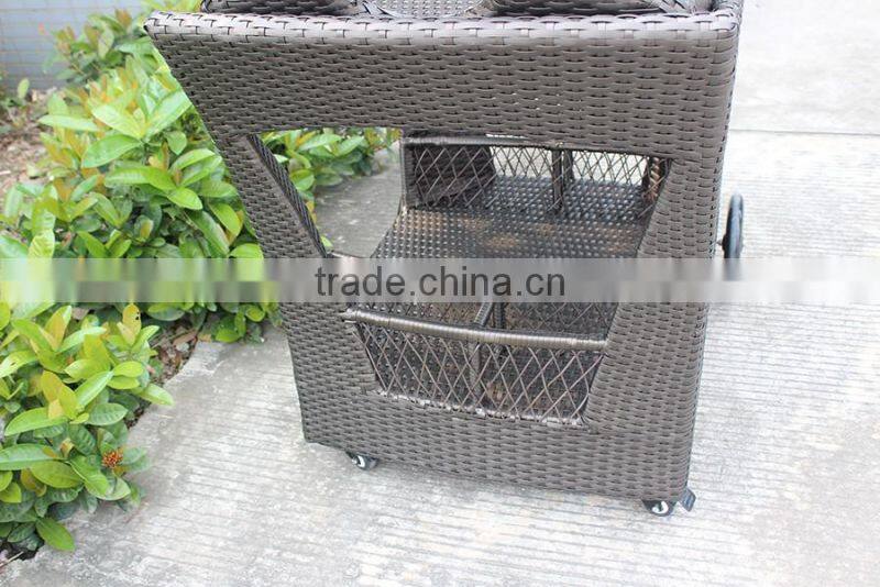 Rattan Furniture Food Dining Car With Fixable Wheels