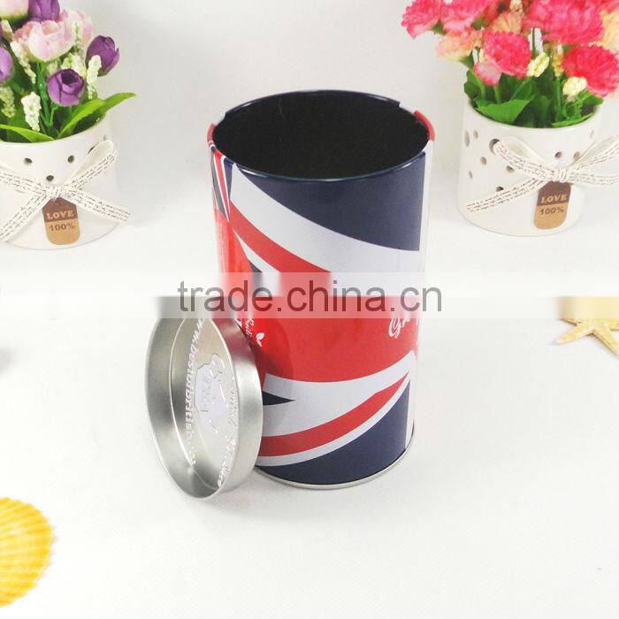 flag design beautiful tea tin box mainly for superb clients