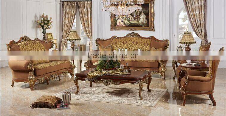 Vintage Round Dinner Table With Upholstery Chair, Hand Carved Wooden Dinning Table Set, Golden Furniture Dinning Room Set