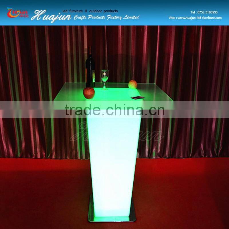 glass top remote control led dining table