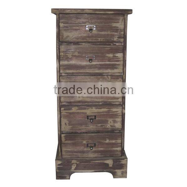 Antique Wooden Living Room Cabinet with Five Drawers Minhou Wooden Furniture Wholesale