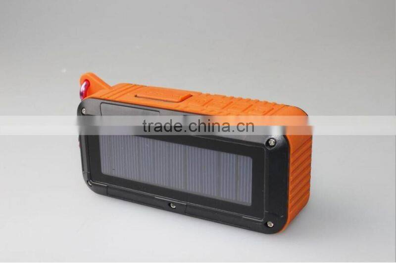 Factory Direct Outdoor Hook Style Waterproof Solar Recharheable Wireless Bluetooth Speaker