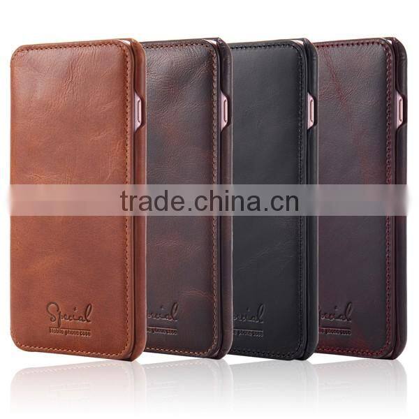 2017 5.5 Inch Universal Cowhide Flip Leather Phone Case For iPhone 7 Plus/6 Plus