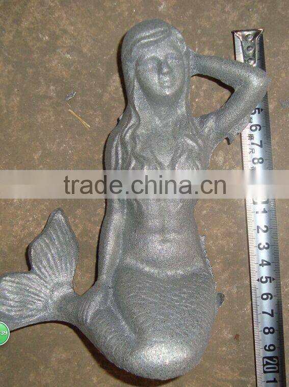 Home decoration Cast iron Lying mermaid statue
