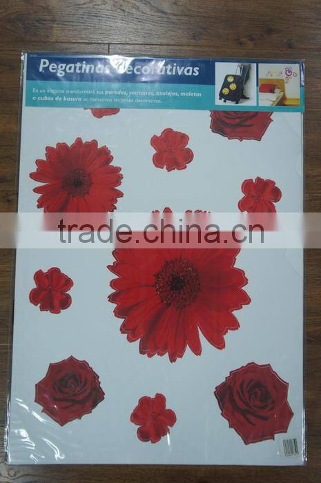 Red Rose PVC Adhesive Wall Sticker Solid Color